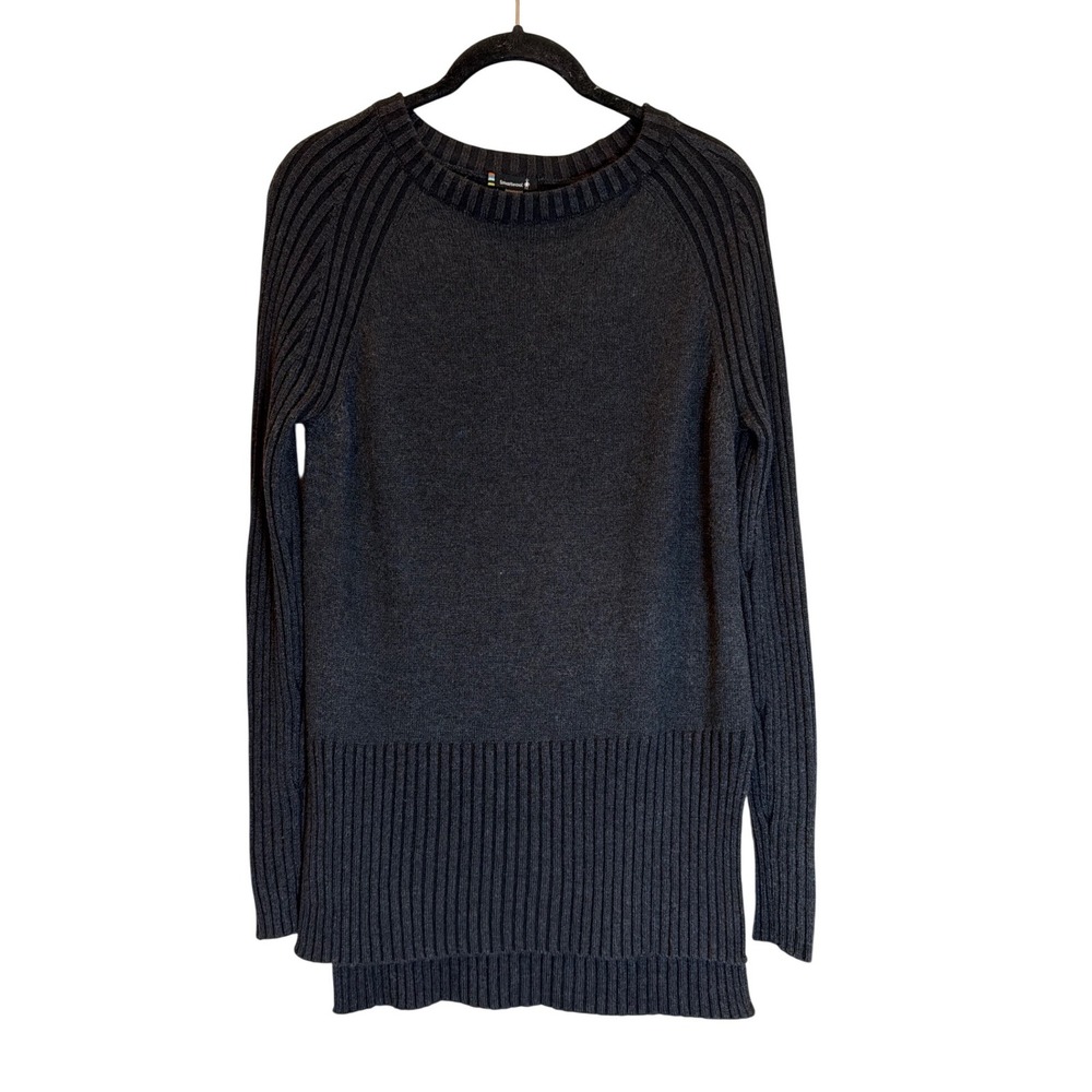 Smartwool Ripple Merino Wool Blend Ribbed Pullover Sweater Charcoal Gray S